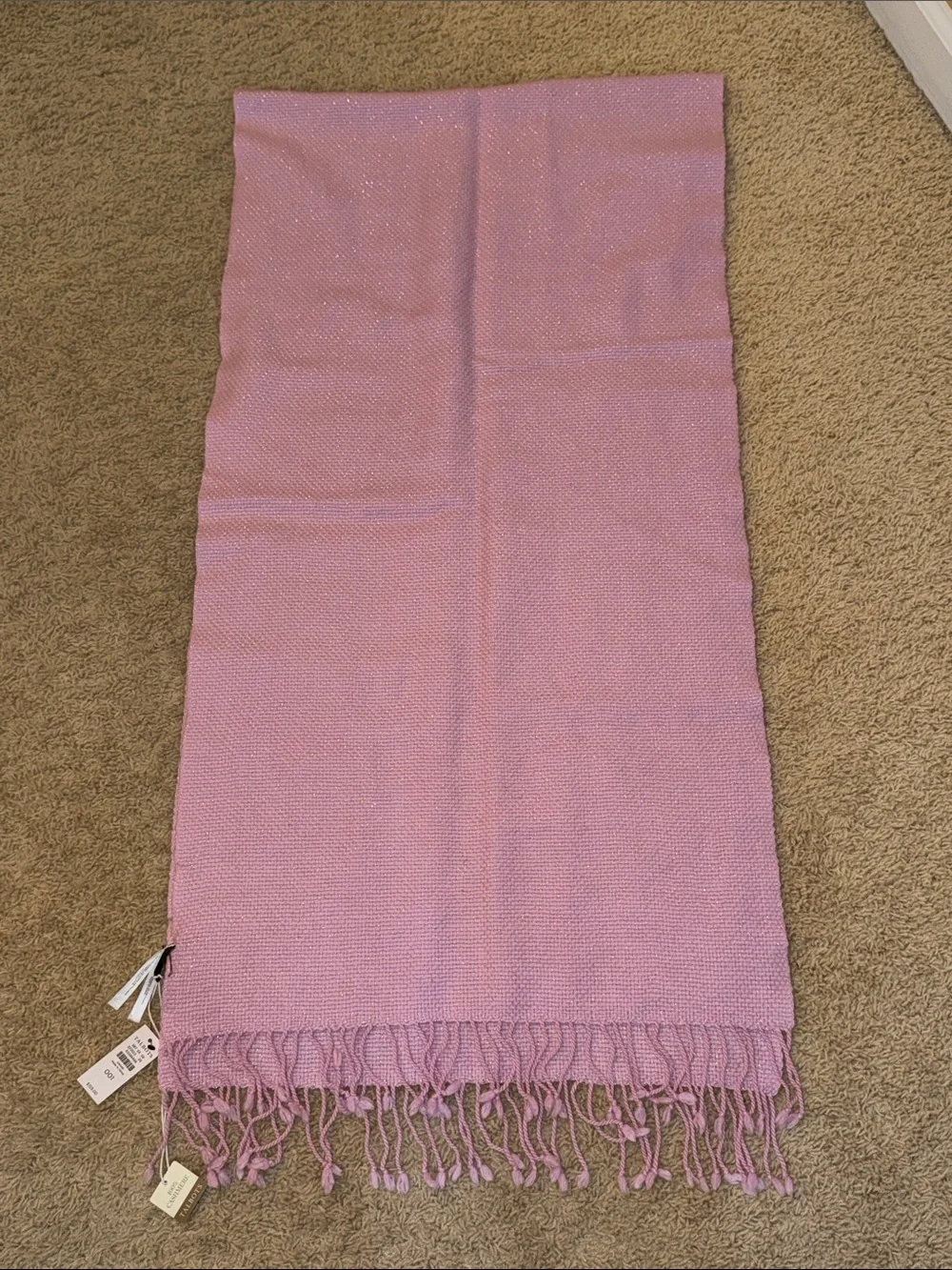 Talbots Lavender Knit Fringe Wrap Scarf